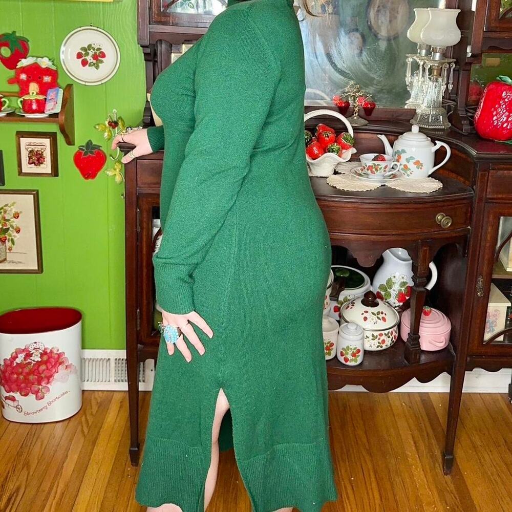 Free Assembly soft dark green grunge mock turtleneck longsleeve maxi dress!